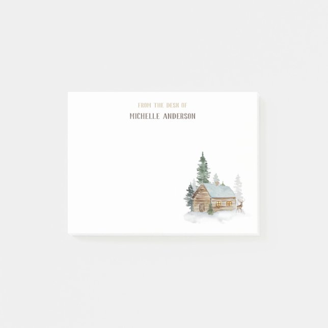 Post-it® Cabine forestier de Woodland avec cerf personnalis (Devant)