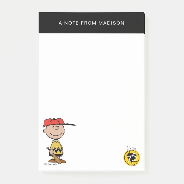Post-it® cacahuètes | Charlie Brown Baseball Smile (Devant)