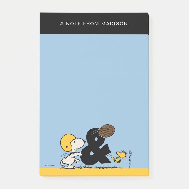 Post-it® cacahuètes | Football Snoopy & Woodstock (Devant)
