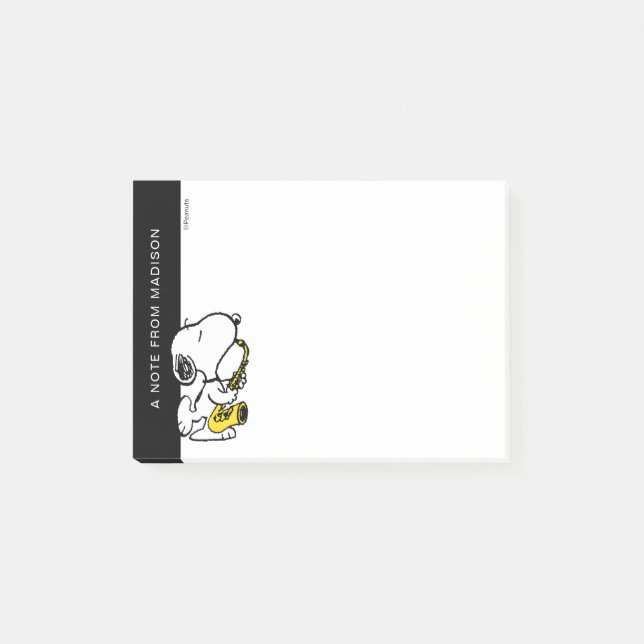 Post-it® cacahuètes | Lecteur Snoopy Saxophone (Devant)