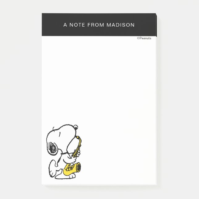 Post-it® cacahuètes | Lecteur Snoopy Saxophone (Devant)