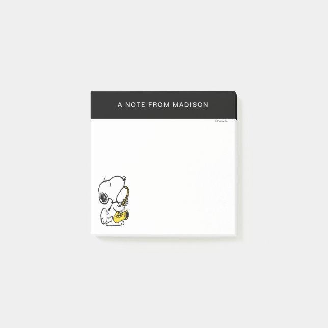Post-it® cacahuètes | Lecteur Snoopy Saxophone (Devant)