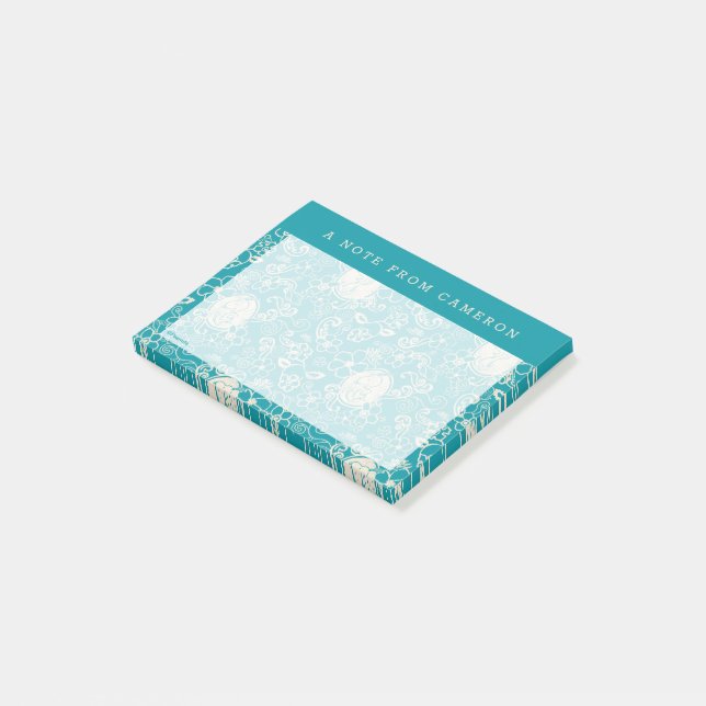 Post-it® cacahuètes | Snoopy Turquoise Tropical Beach Motif (Incliné)