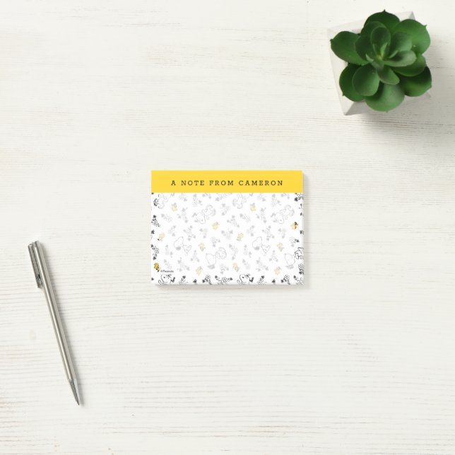 Post-it® cacahuètes | Snoopy & Woodstock B&W Flower Motif (Bureau)