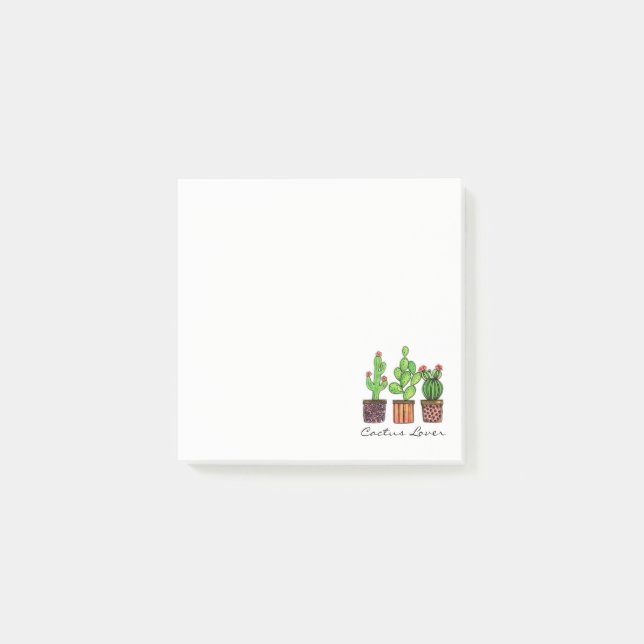 Post-it® Cactus mignon d'aquarelle dans des pots (Devant)