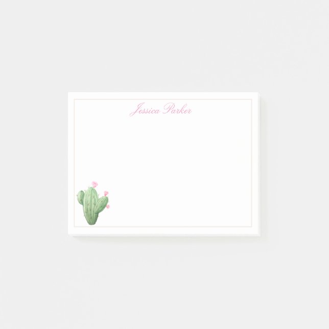Post-it® Cactus mignon sur notes post-it Arrière - plan bla (Devant)