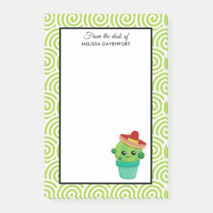 Post-it® Cactus souriant aux gros yeux dans le Sombrero Rou