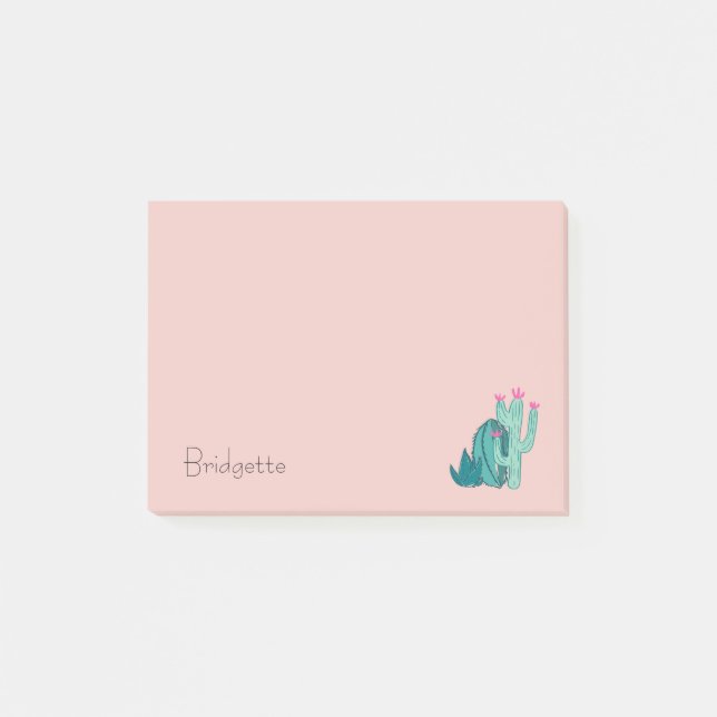 Post-it® Cactus vert rose mignon personnalisé (Devant)