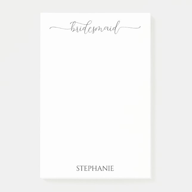 Post-it® Cadeau simple et minimal de script Bridesmaid (Devant)