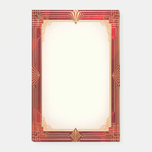 Post-it® Cadre Art Déco doré sur fond rouge