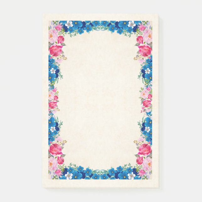 Post-it® Cadre rose et bleu Fleur Fleur Faisant (Devant)