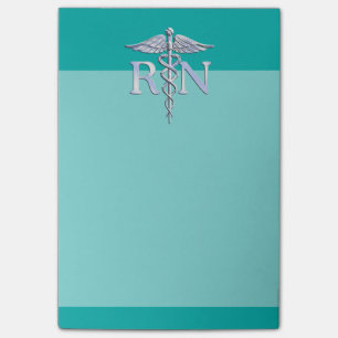 Post-it® Caducée argenté de RN d'infirmier autorisé sur 