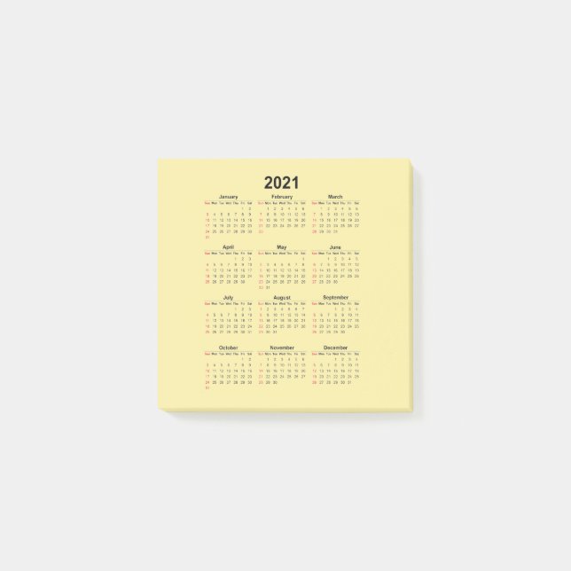 Post-it® Calendrier 2021 (Devant)