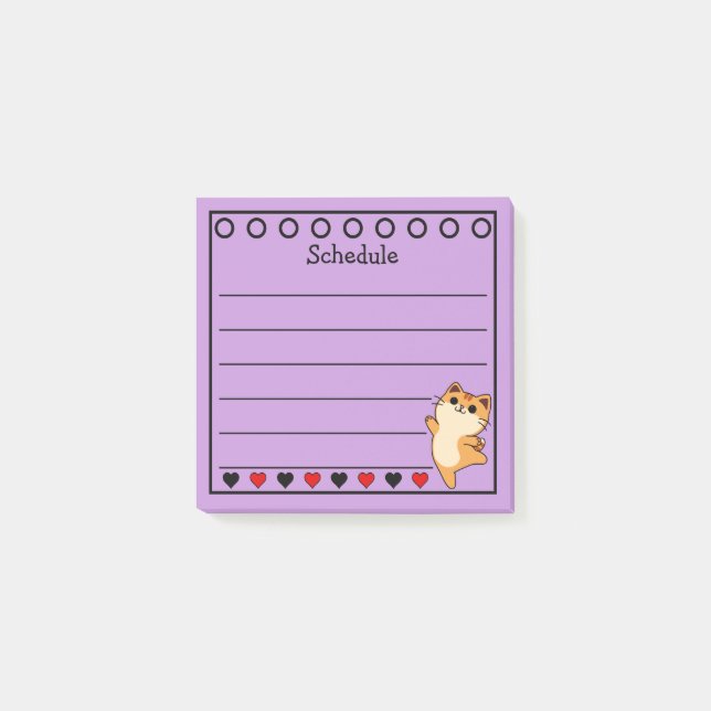 Post-it® Calendrier Chat Orange Gingembre Lilac (Devant)
