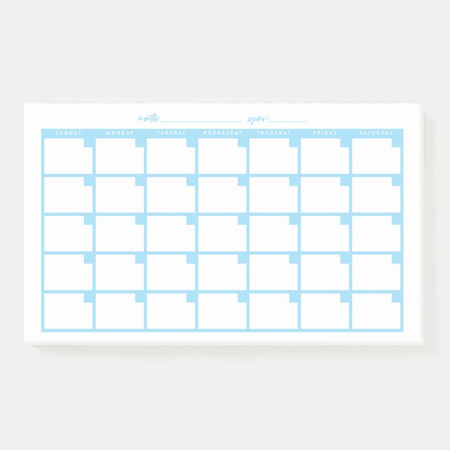 Post-it® Calendrier des notes collantes non datées - bleu c (Devant)