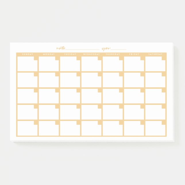 Post-it® Calendrier des notes collantes non datées - Jaune (Devant)