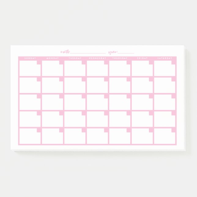 Post-it® Calendrier des notes collantes non datées - rose (Devant)