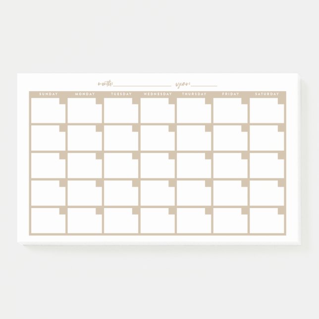 Post-it® Calendrier des notes collantes non datées - Tan (Devant)