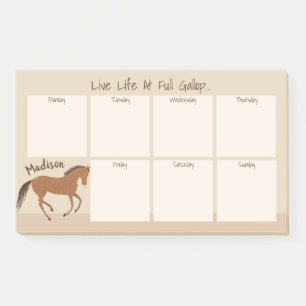 Post-it® Calendrier hebdomadaire de cheval de Faux de poney