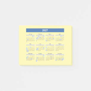 Post-it® Calendrier mensuel 2027 version bleue