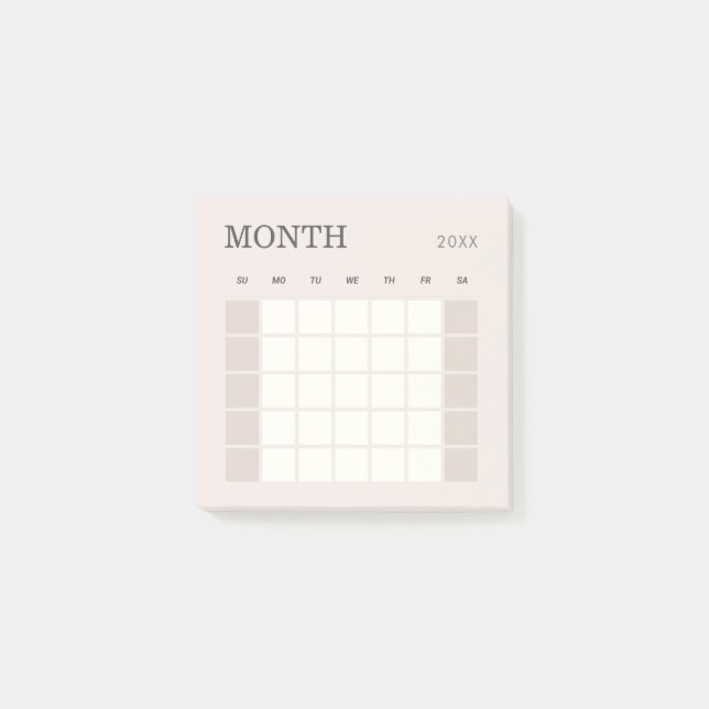 Post-it® Calendrier mensuel minimaliste beige (Devant)