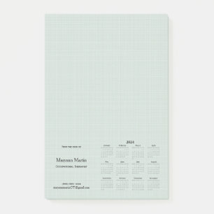 Post-it® Calendrier mensuel personnalisé 2024 Linge vert