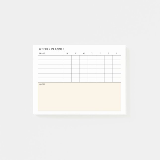 Post-it® Calendrier minimaliste hebdomadaire simple (Devant)