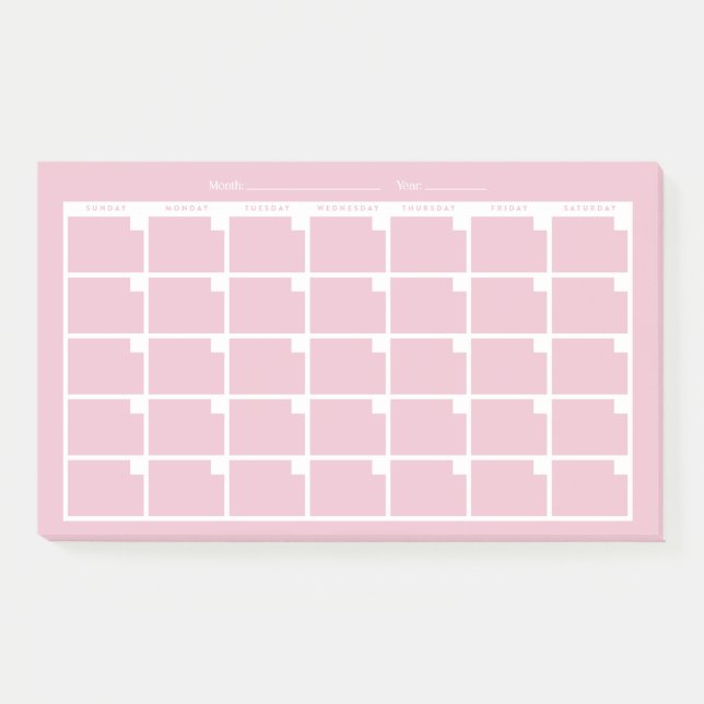 Post-it® Calendrier rose clair non daté (Devant)