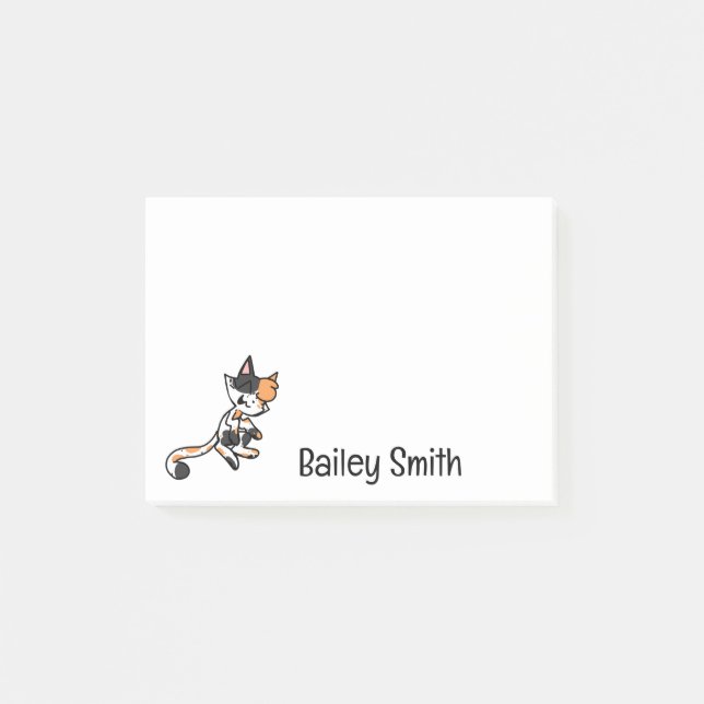 Post-it® Calico Cat Cartoon Post-It Notes (Devant)