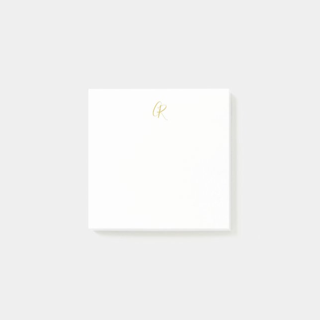 Post-it® Calligraphie couleur or monogramme moderne minimal (Devant)