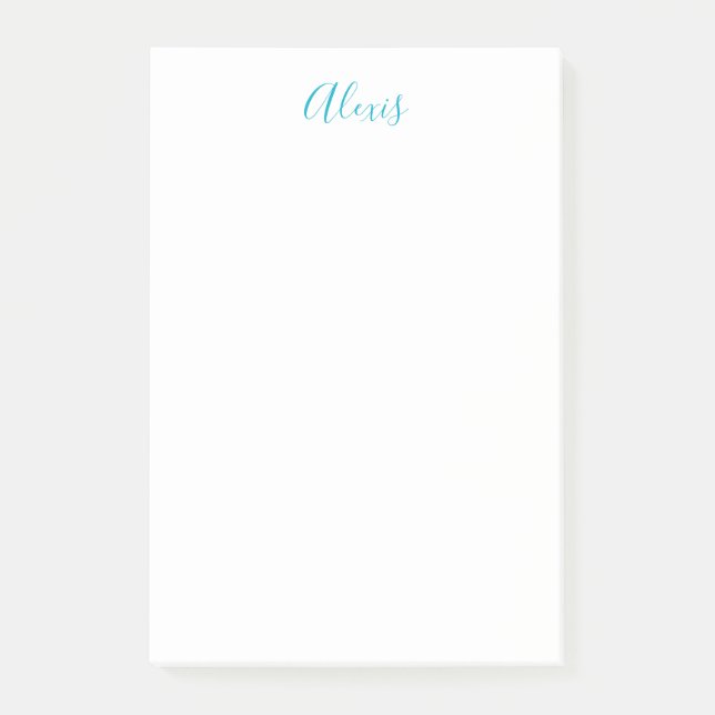 Post-it® Calligraphie de nom Script Plain Simple Blanc Bleu (Devant)