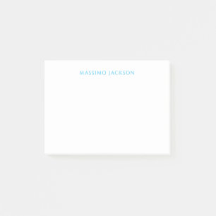 Post-it® Calligraphie de nom simple blanche bleue