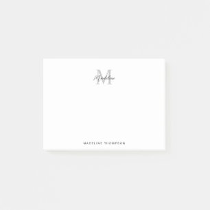 Post-it® Calligraphie de script minimaliste Monogramme gris