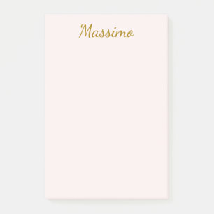Post-it® Calligraphie élégante de couleur or et pastel Nom