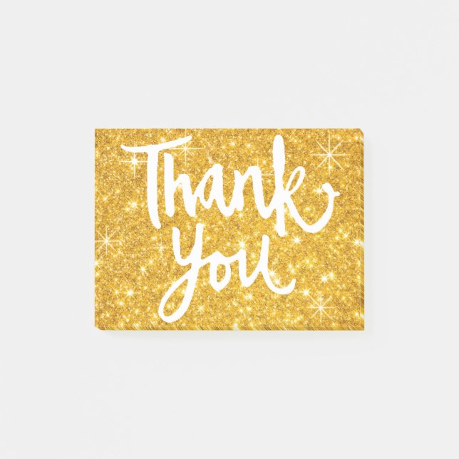 Post-it® calligraphie merci script sur or parties scintilla (Devant)