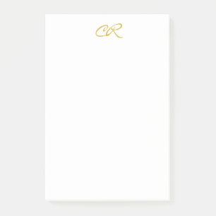 Post-it® Calligraphie Monogramme Couleur Or Moderne Simple