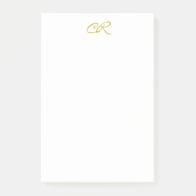 Post-it® Calligraphie Monogramme Couleur Or Moderne Simple (Devant)