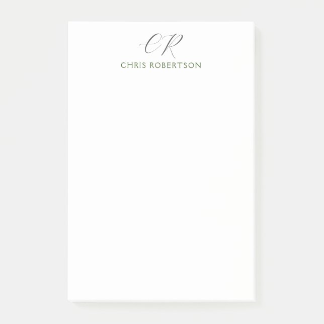 Post-it® Calligraphie Monogramme Nom Black White Cadeau per (Devant)