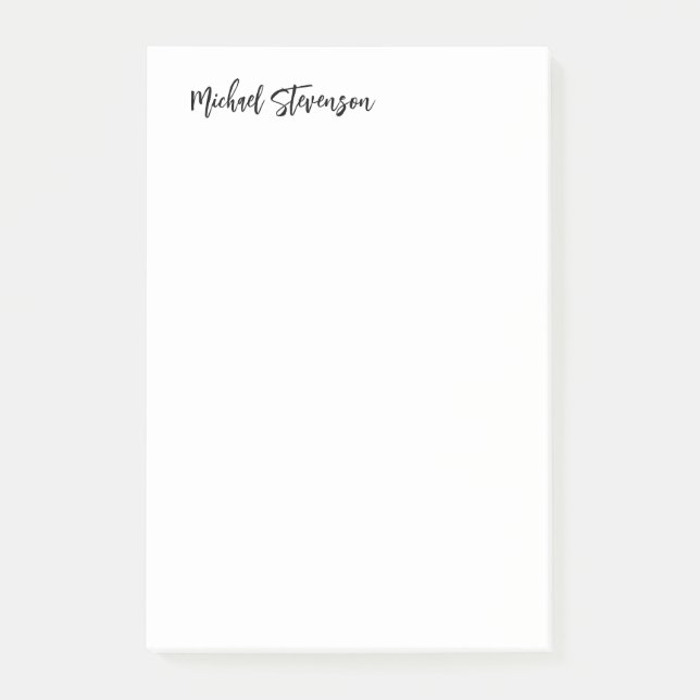 Post-it® Calligraphie Noir Blanc Personnalisé Plaque Modern (Devant)