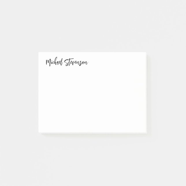 Post-it® Calligraphie Noir Blanc Personnalisé Plaque Modern (Devant)