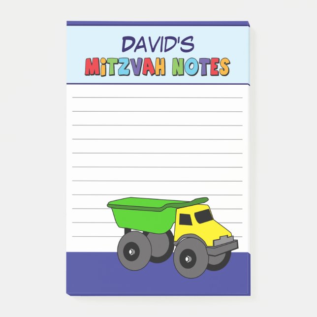 Post-it® Camion bleu personnalisé Mitzvah (Devant)
