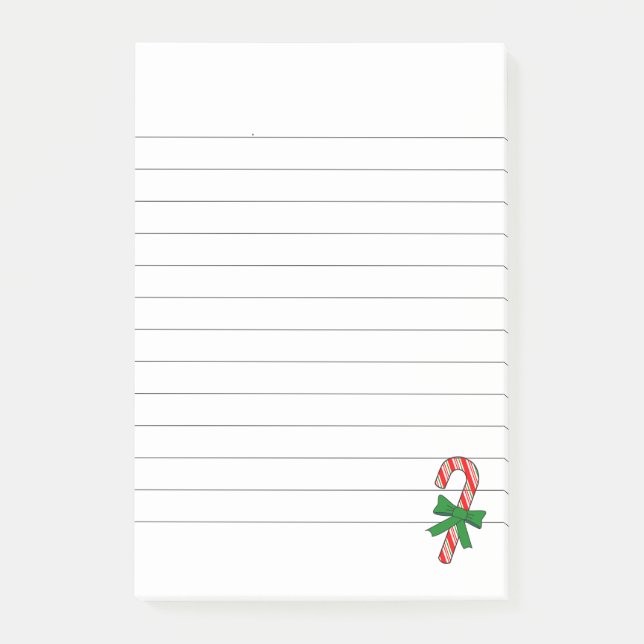 Post-it® Candy Cane Green Ribbon Christmas Lined (Devant)