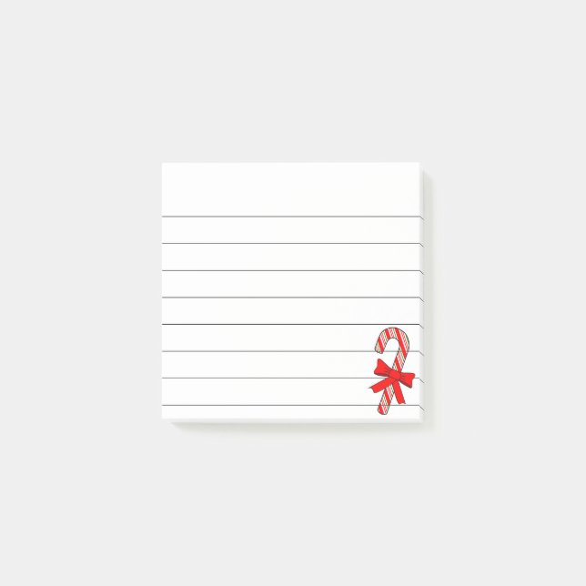 Post-it® Candy Cane Red Ribbon Christmas Drawing Lined  (Devant)