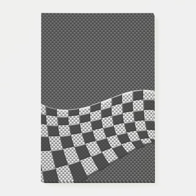 Post-it® Carbone Fiber Style Racing Drapeau Checkers Vague  (Devant)