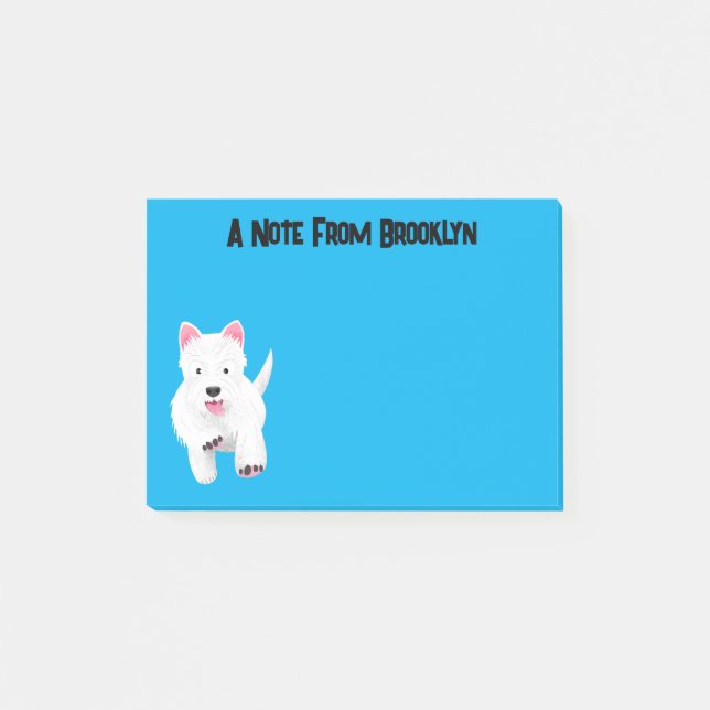 Post-it® Caricature blanche de terrier de l'ouest (Devant)
