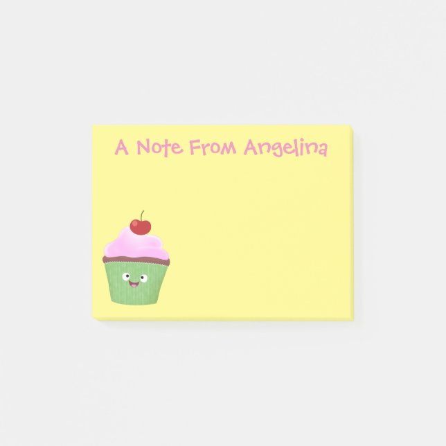 Post-it® Caricature de cupcake joyeux (Devant)
