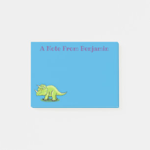 Post-it® Caricature de dinosaure de triceratops vert mignon