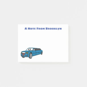 Post-it® Caricature de la Limousine bleu mignonne