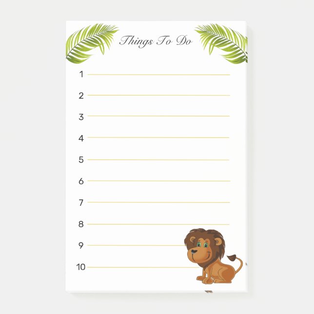Post-it® Caricature de lion et de palmier feuille choses à  (Devant)