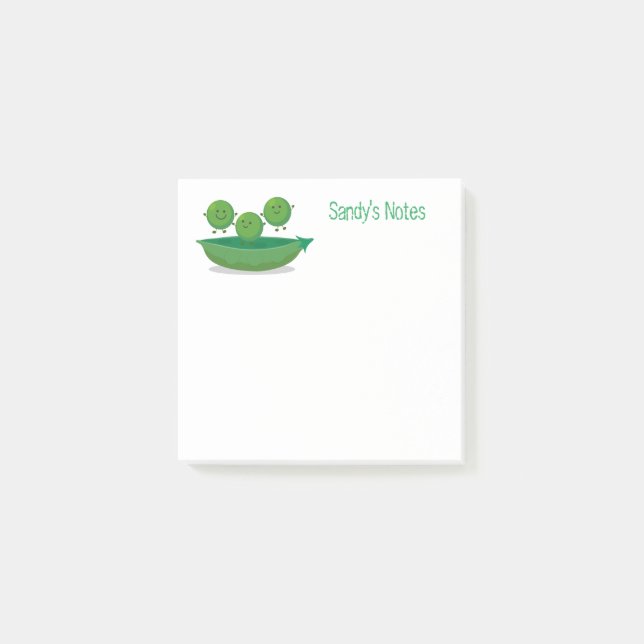 Post-it® Caricature de pois et pois vert doux (Devant)